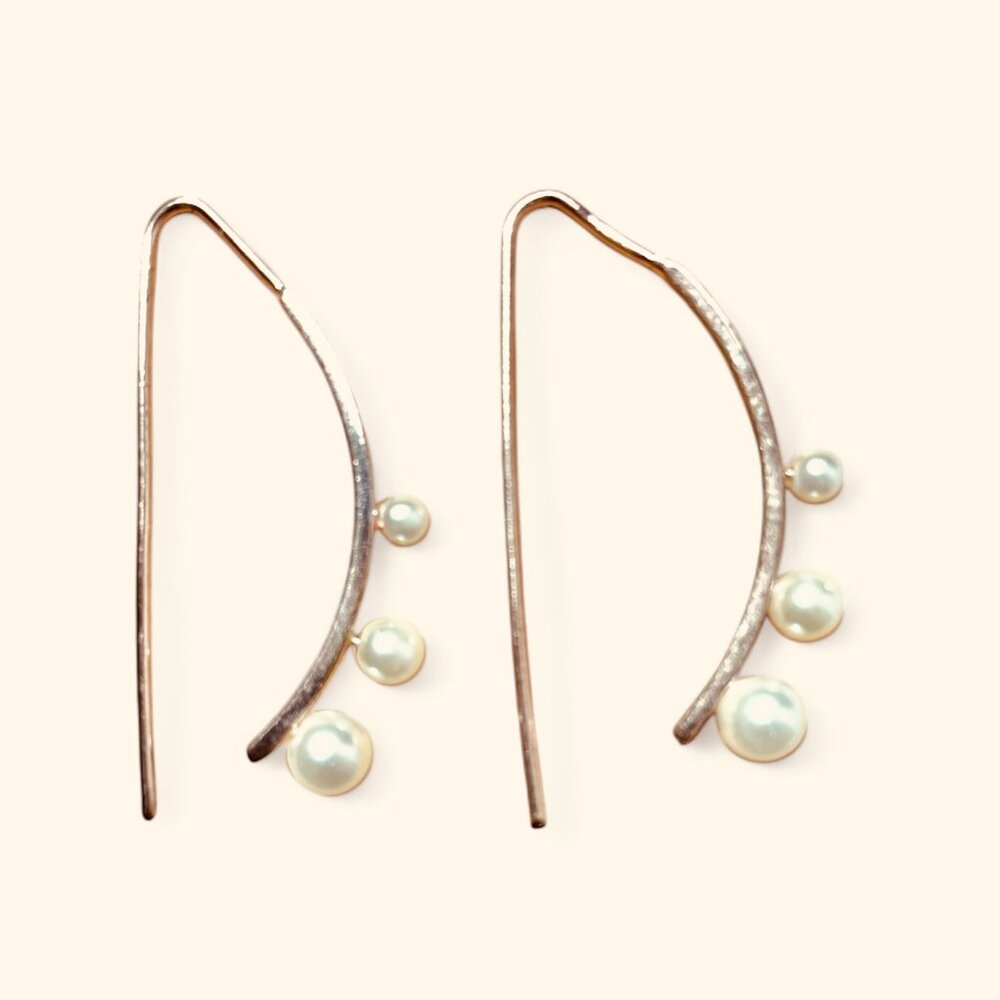 Rose Gold Color Pearl Earings - Picture 10 of 10